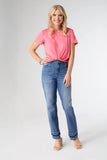 Contrast Raw Hem Denim
