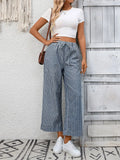 Striped Cropped Casual Pant