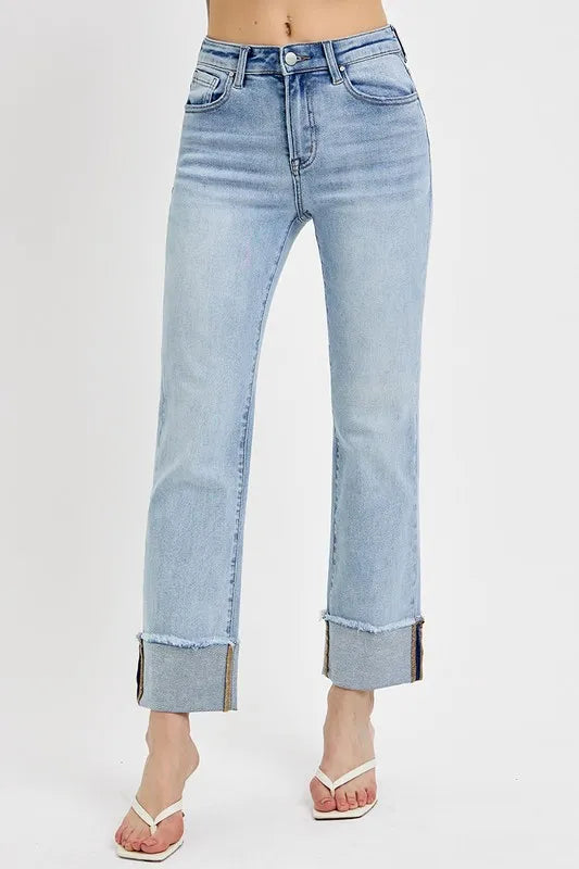High Rise Cuffed Jeans