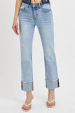 High Rise Cuffed Jeans